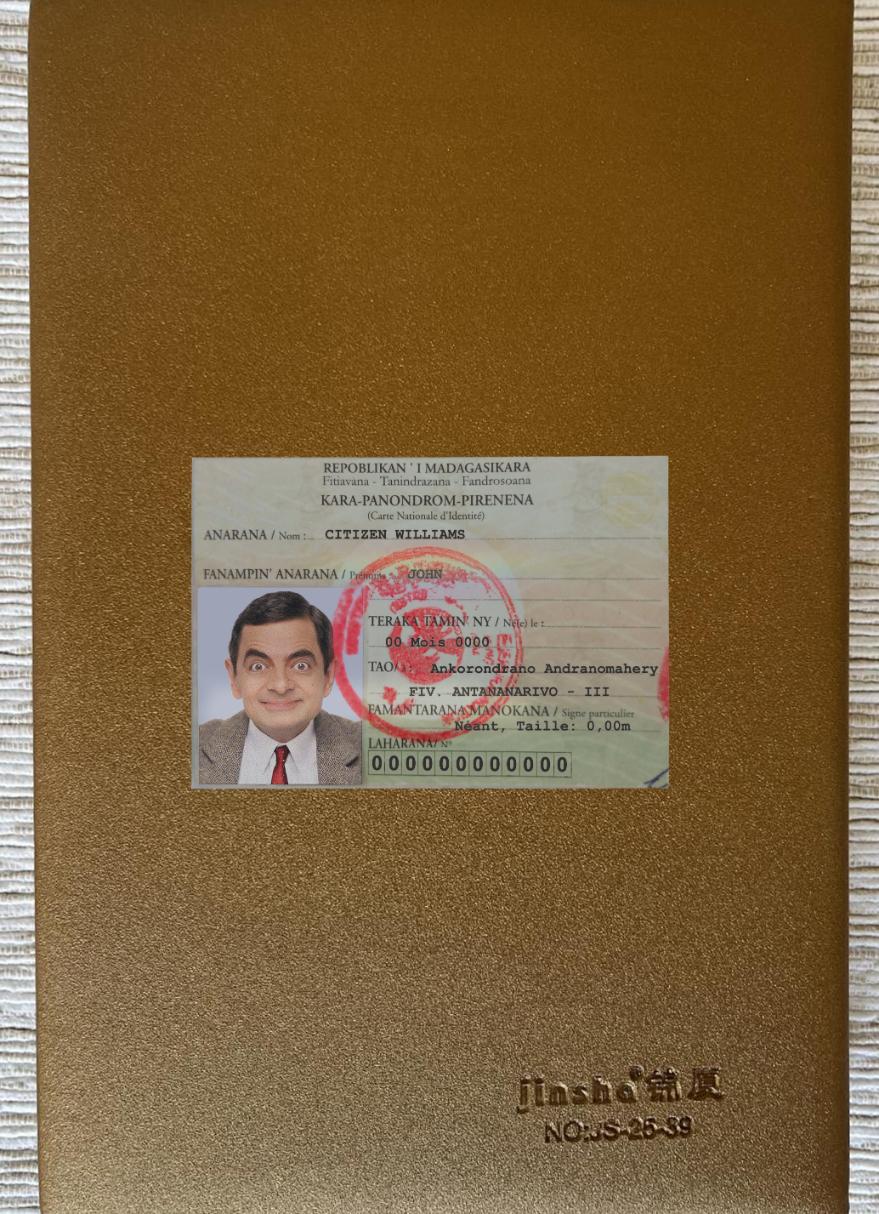 Printable Madagascar ID card photolook real example